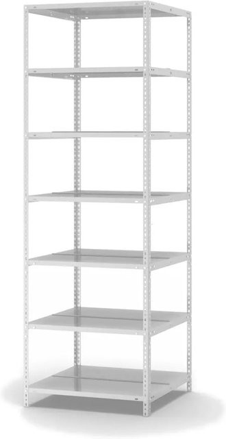 PROREGAL Aktenregal mit Schraubsystem, 7 Ebenen, Lichtgrau, H x B x T: 220 x 75 x 60 cm - Bild 1