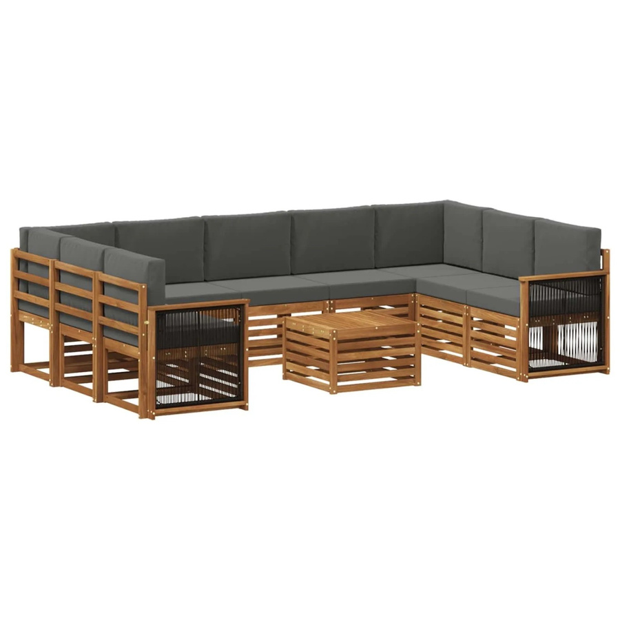 vidaXL Sofagarnitur aus Massivholz Akazie in Anthrazit mit Latten-Design und Armlehnen - Bild 2