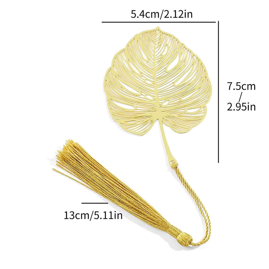 Goldenes Metall-Lesezeichen im chinesischen Stil mit Löwenzahn- und Sonnenblumen-Motiv sowie Quaste - Bild 4