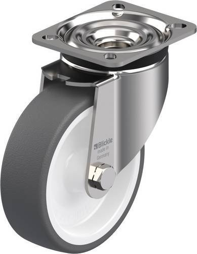 Blickle Lenkrolle LKX-POTH 125G-1 aus Edelstahl in Grau und Weiß mit 125 mm Rad-Durchmesser und 350 kg Tragfähigkeit - Bild 1