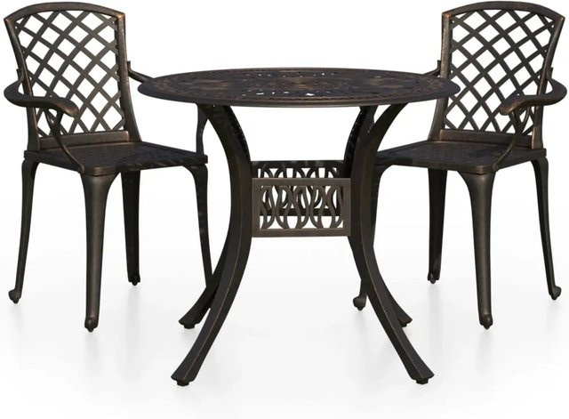 vidaXL 3-teiliges Bistro-Set aus Aluminiumguss in Bronze für den Außenbereich - Bild 1
