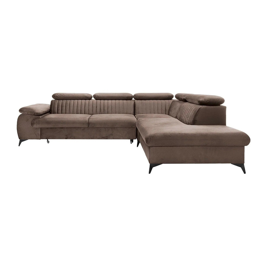 Schlafsofa Samara von Vente-unique in Taupe mit Samtbezug und L-Form, Breite: 275 cm - Bild 2