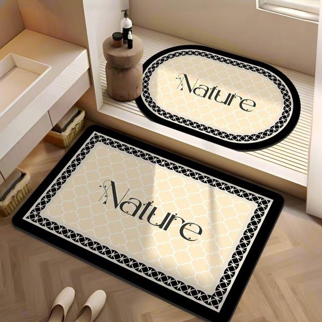 Rutschfeste Badezimmer-Bodenmatte von Yiran Health & Beauty in Beige, wasserabsorbierend und schmutzabweisend, B/B: 60 x 90 cm - Bild 1
