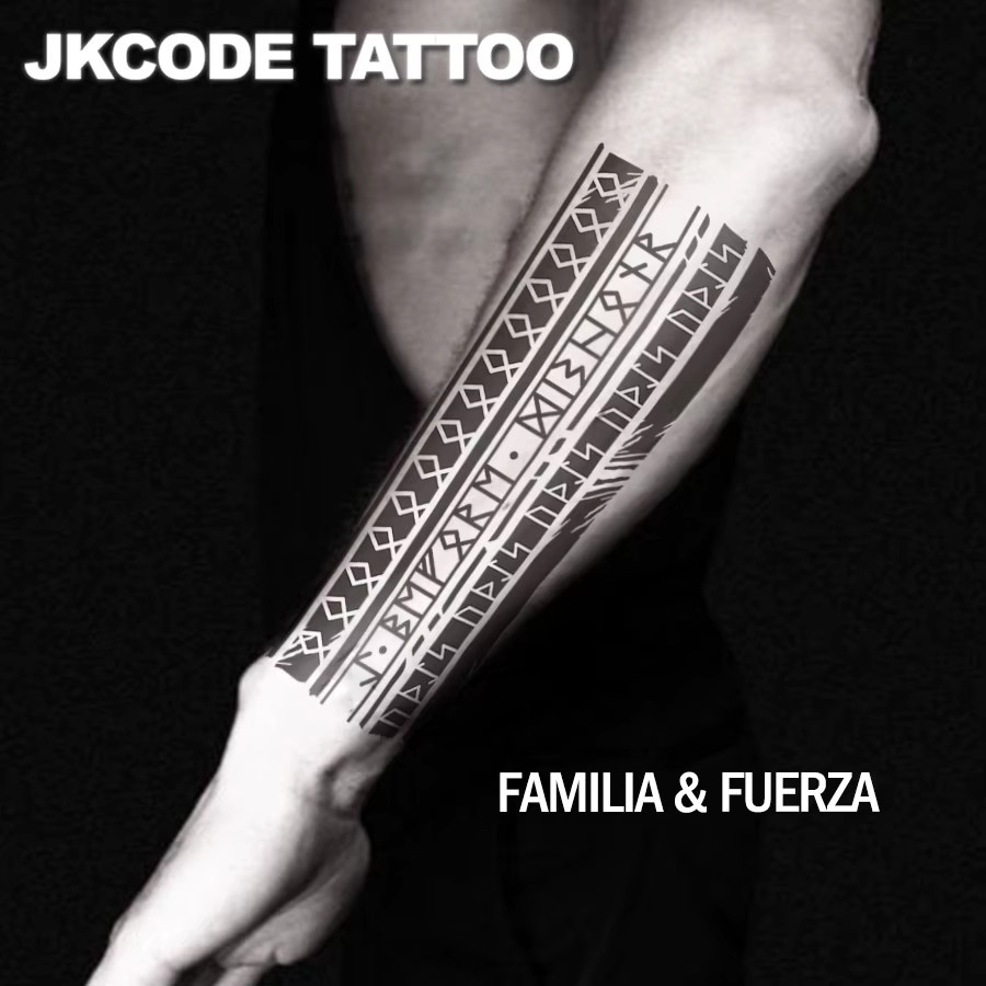 JKCODE TATTOO Wasserfestes Hand-Tattoo für Herren, Schwarz, Wikinger-Muster - Bild 4