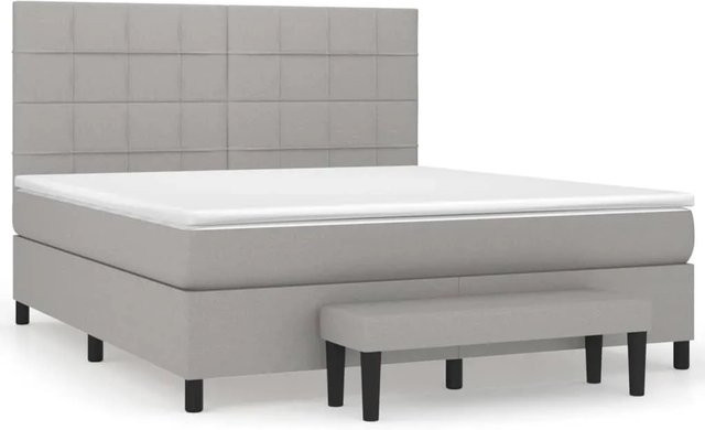 vidaXL Boxspringbett Hybrid mit Matratze, Hellgrau, B: 160 cm, T: 200 cm, H: 128 cm - Bild 1
