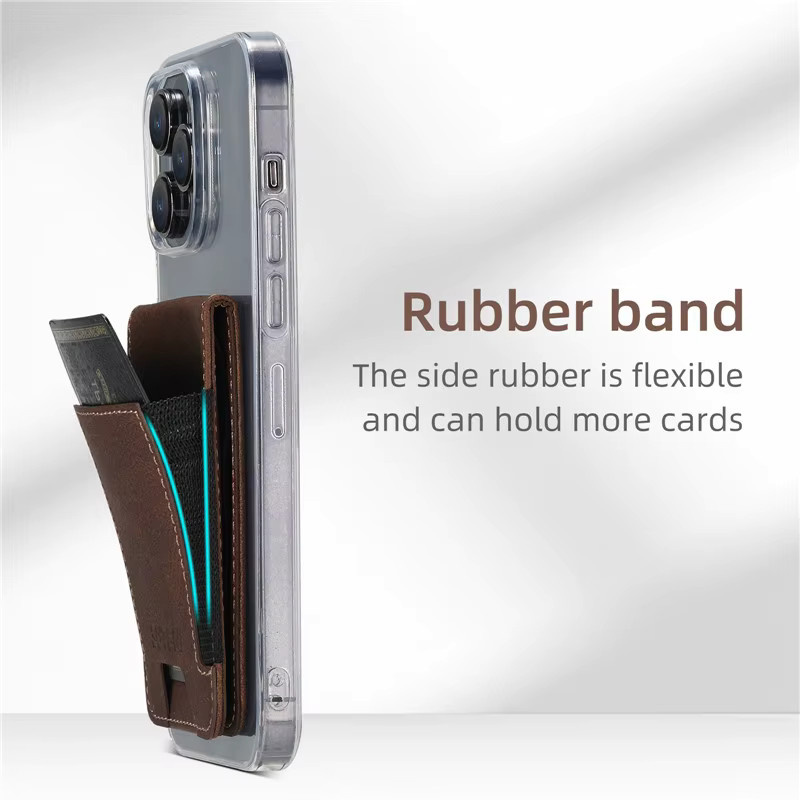 Eucagr Lychee Leder Handyhülle mit Kartenhalter und DIY Kartenfach für iPhone 15 14 13 12 11 XS XR SE 8 7 in Braun - Bild 5