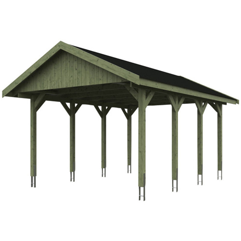 SKANHOLZ Carport Wallgau in Grün mit schwarzen Schindeln, B/T: 430 x 600 cm, Firsthöhe: 326 cm - Bild 2