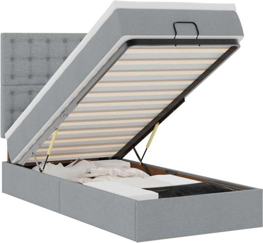 vidaxl Ottoman Funktionsbett mit Matratze aus Stoff in Grau, B/T: 200 x 100 cm - Bild 1