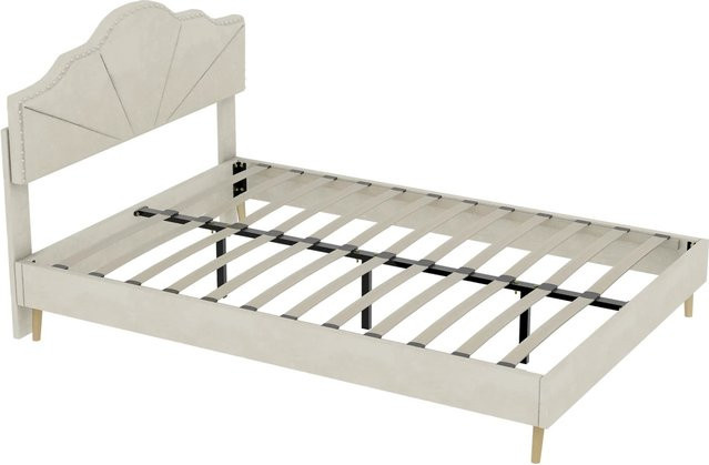 okwish Polsterbett mit Kopfteil in Beige, modernes Design für dein Schlafzimmer, B/T/H: 140 x 200 x 25,1 cm (ohne Matratze) - Bild 1