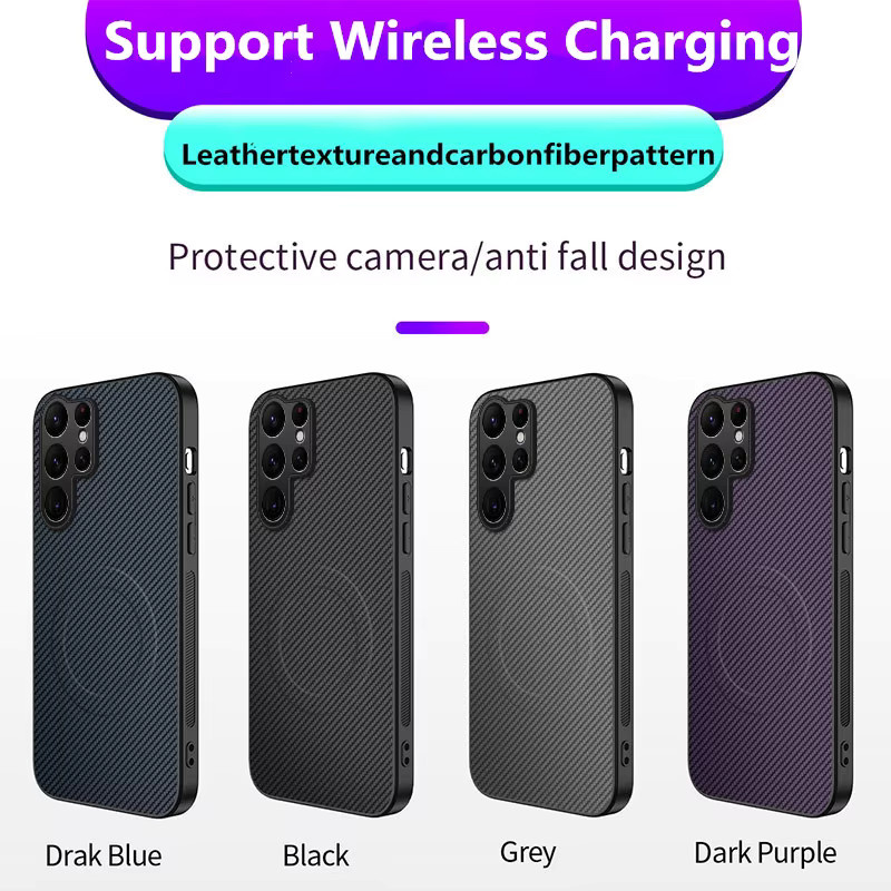 Ultradünne magnetische Carbonfaser Hülle für Samsung Galaxy S26 S25 S24 S23 S22 S21 Plus FE A56 A36 A26 A06 A55 A54 in Schwarz und Violett - Bild 5