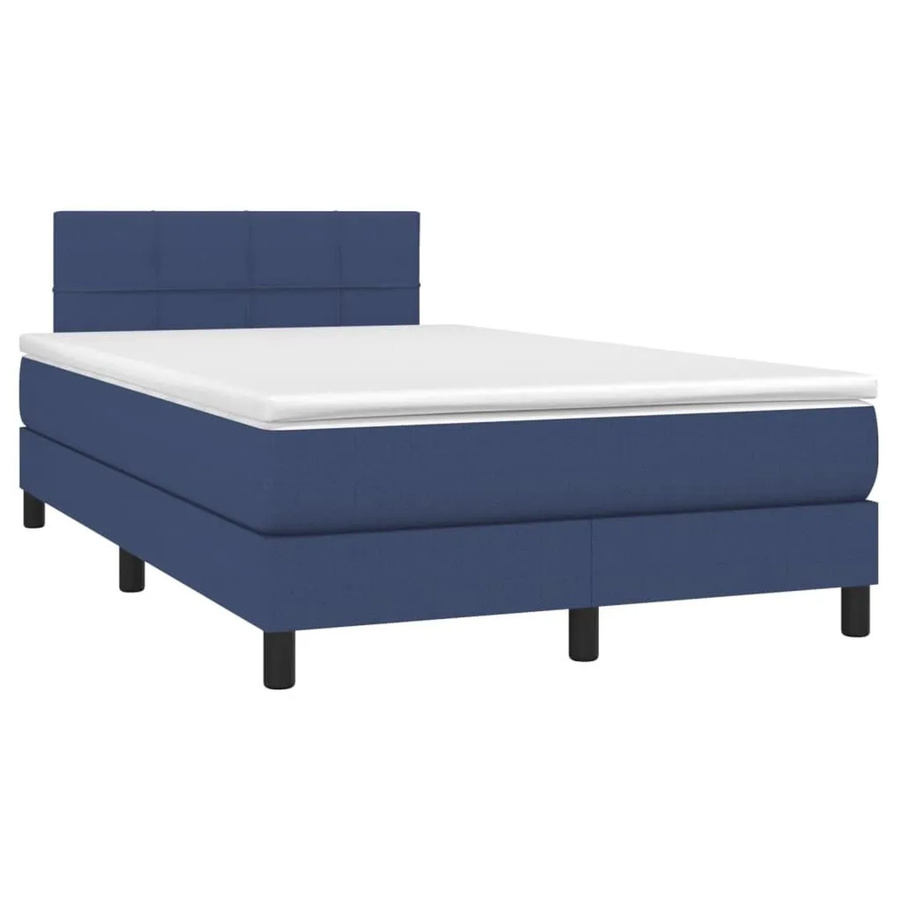 vidaXL Boxspringbett mit Matratze und LED-Beleuchtung in Blau und Weiß, Hybrid-Bett mit USB-Ladeport und Taschenfederkern, B/T: 120 x 200 cm - Bild 2