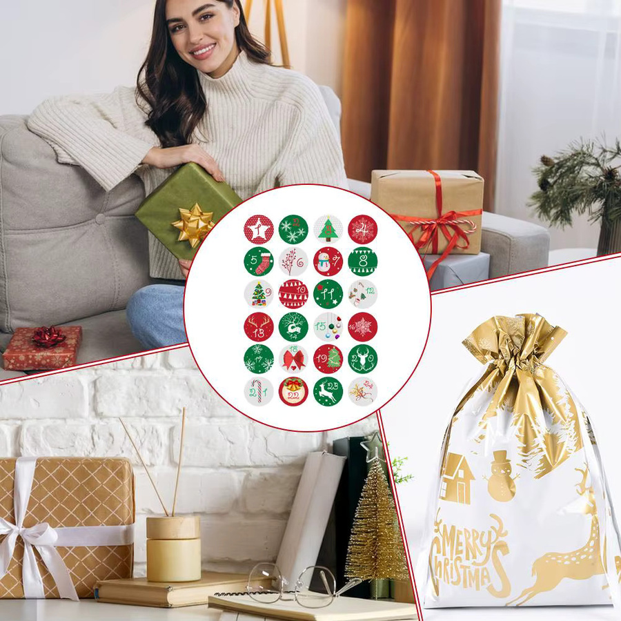 Weihnachts-Zahlen-Aufkleber in Multicolour für Geschenke, Verpackungen und Dekoration - Bild 4