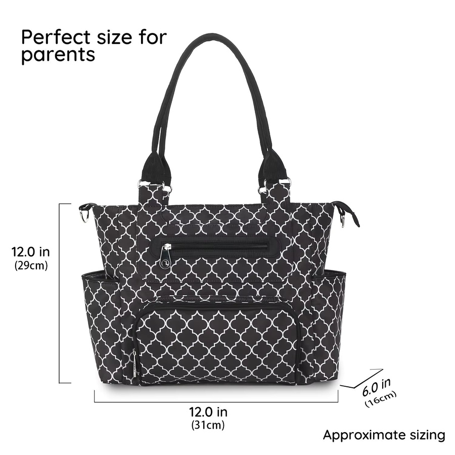 Aboutbaby Wickeltasche Set mit Wickelunterlage, 7-teiliges Set für Neugeborene, Schwarz - Bild 3