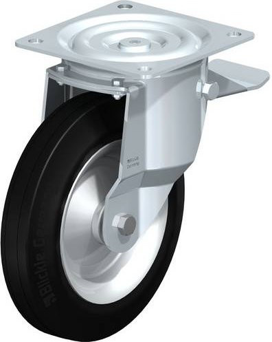 Blickle Lenkrolle L-V 252R-ST mit Feststeller in Silber, Rad-Durchmesser: 25 cm, Tragfähigkeit: 295 kg - Bild 1