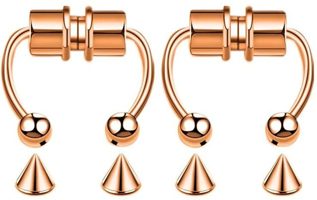 YULIN Nasenring Creolen, Fake Piercing, Edelstahl, Roségold, Damen - Bild 1