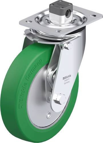 Blickle L-GST 200K-TM13 Stahlblech-Lenkrolle in Silber und Grün mit 200 mm Rad-Durchmesser und 400 kg Tragfähigkeit - Bild 1