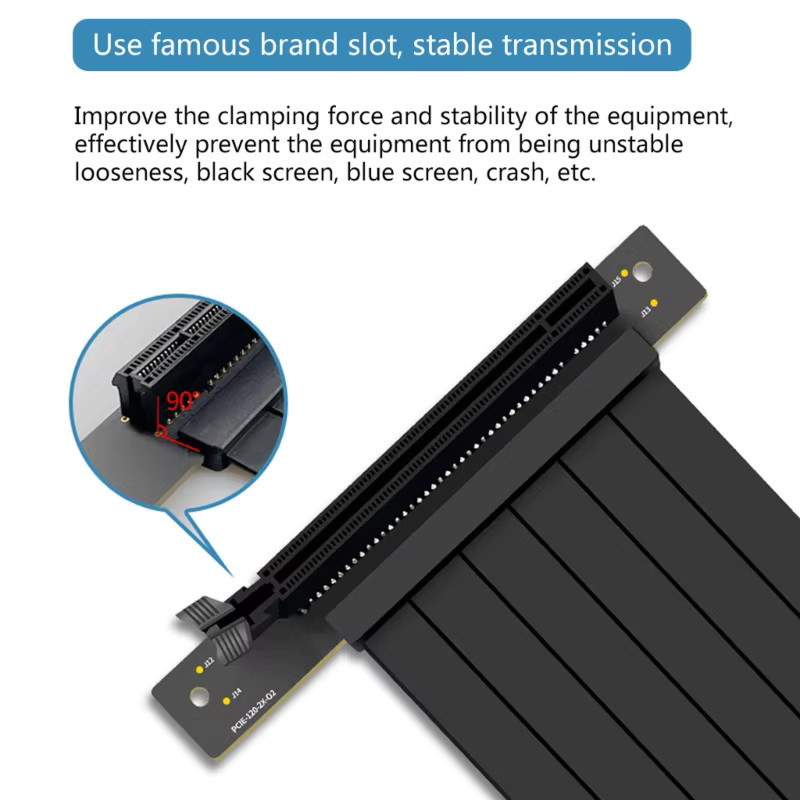PCIe 3.0 x16 Riser Kabel für GPU, flexibles High Speed PCI Express 16X Verlängerungskabel und Port Adapter, Schwarz - Bild 3