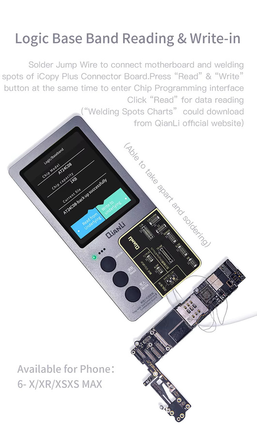 Qianli iCopy Plus 2.3v Programmiergerät für LCD True Tone EEPROM und Batterietestplatine für iPhone 7 bis 12 Pro Max - Bild 2