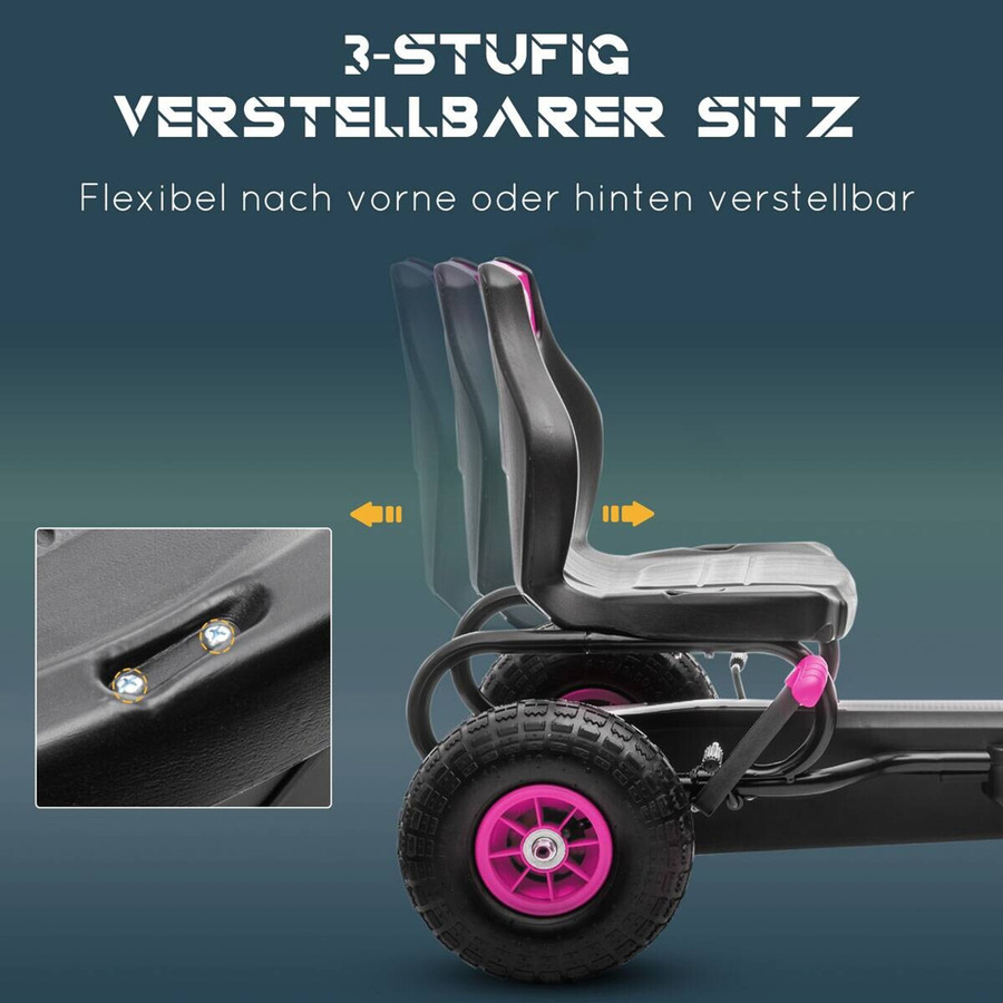 HOMCOM Gokart, Kinderfahrzeug, Rosa / Pink, ab 5 Jahre - Bild 5