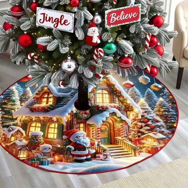 VIKAMA Weihnachtsbaumkleid Schneehäuschen Design für Innen- und Außenbereich - Bild 1