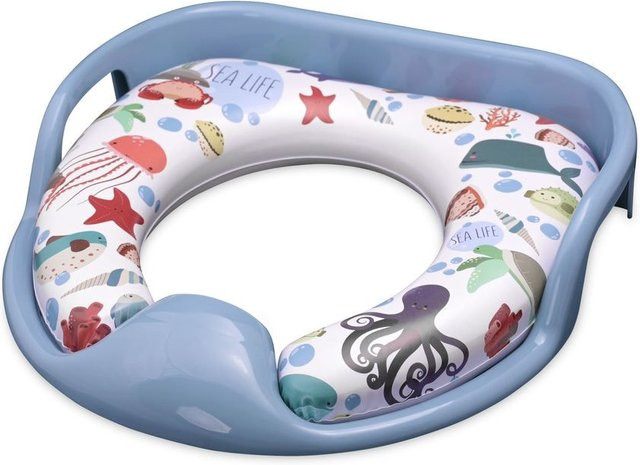 Lorelli Toilettensitz mit Handgriffen und gepolstertem Sitzkissen inklusive Spritzschutz in Blau - Bild 1