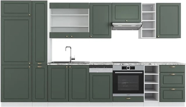 Vicco Küchenzeile Fame-Line Landhausstil Weiß Grün Gold 355 cm - Bild 2