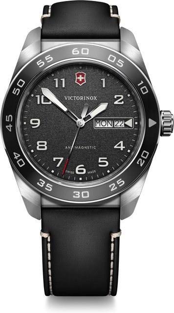 Victorinox Armbanduhr, Quarz, Edelstahlgehäuse, Leder, Schwarz, Herren - Bild 2