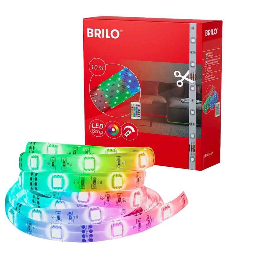 Brilo LED-Strip RGB mit Fernbedienung, dimmbar und kürzbar, Farbe: Weiß/Multicolor, Länge: 10 m - Bild 2