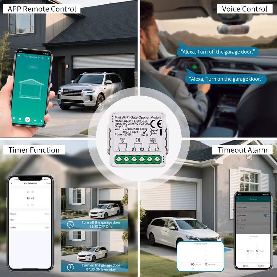 Tuya Zigbee WiFi Garagentoröffner-Controller Smart Life App Modul in Weiß für Alexa und Google Home Sprachsteuerung - Bild 1