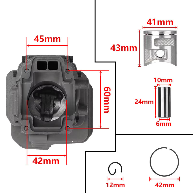 Xcan Zylinder und Kolben Satz für Husqvarna 435e und 440e Kettensägen Reparaturset - Bild 2