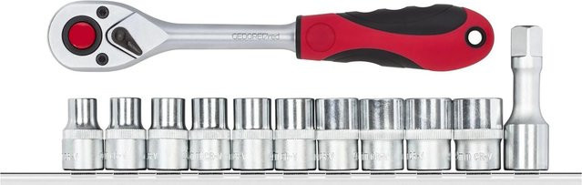 Gedore Steckschlüsselsatz 1/2 Zoll auf Steckleiste, 12-teilig, silber - Bild 1