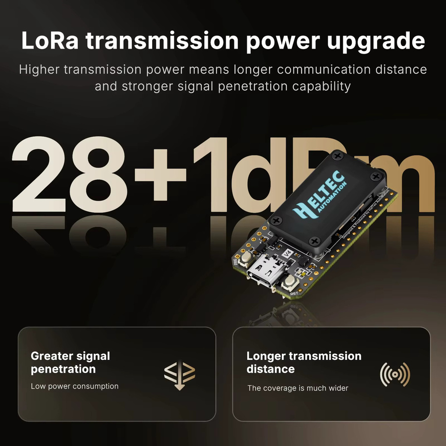 Heltec LoRa 32 V4 ESP32 SX1262 Entwicklungsboard mit 0,96-Zoll OLED-Display, WiFi und Bluetooth, Schwarz - Bild 2