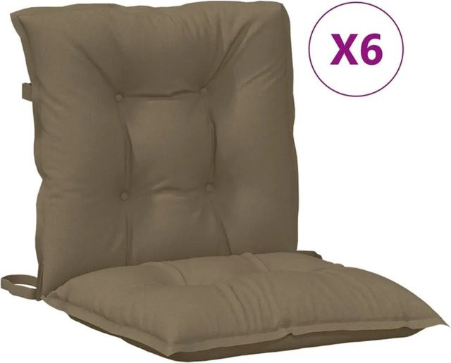 6er Set vidaXL Niedriglehner-Auflagen aus Polyester in Melange Taupe, B/T/H: 100 x 50 x 7 cm, UV-beständig - Bild 1