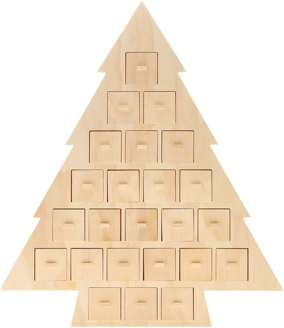 Rico Design Adventskalender Tannenbaum aus Holz in Naturfarben, B/H/T: 45 x 51 x 5 cm - Bild 1