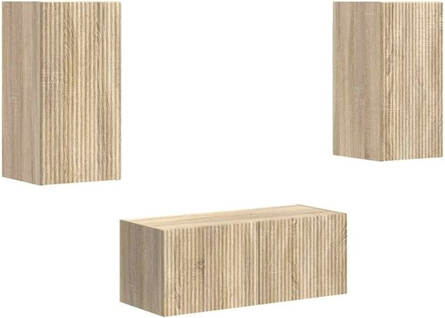 vidaXL TV-Schrankset Wandmontiert 2-teilig aus Holzwerkstoff in Sonoma-Eiche, Farbe Beige/Braun - Bild 1
