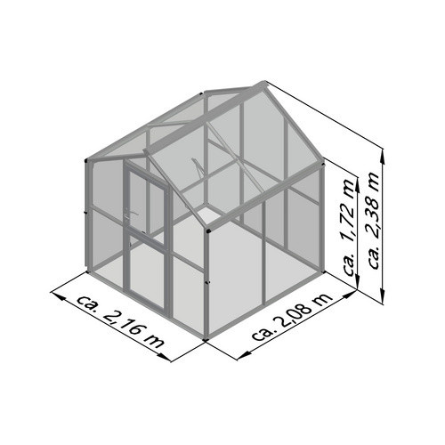 KGT Gewächshaus Galant II in Anthrazit-Grau mit 4,5 m² Fläche und 10 mm HKP, B/L: 2,16 x 2,38 m - Bild 6