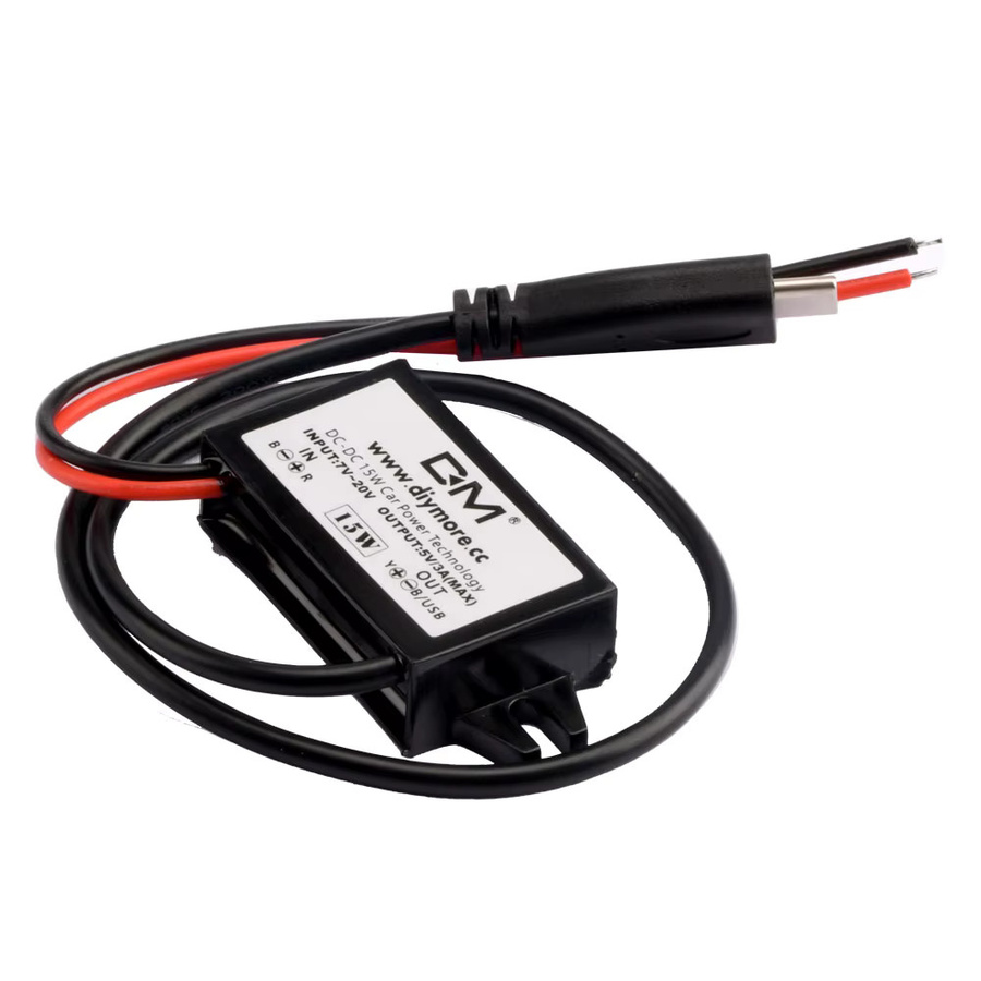 Aideepen USB-C 15W Step-down Modul DC Buck Converter, Wasserdichte Stromversorgung von DC 8-20V auf DC 5V/3A, Schwarz - Bild 3