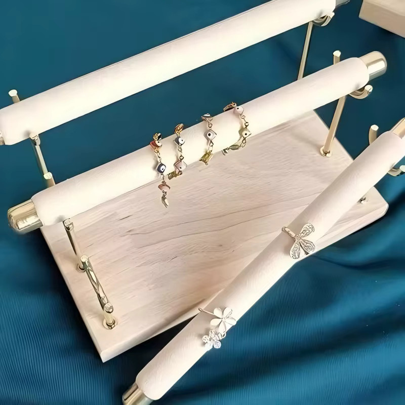 Bambus-Schmuckständer für Armbänder, Uhren und Halsketten, Goldmetall - Bild 3