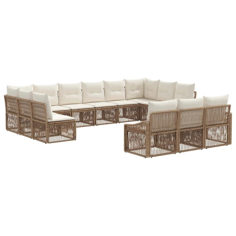 vidaXL Gartensofa-Set 13-teilig in Beige aus Poly-Rattan mit Polsterung und Metallgestell in U-Form - Bild 2