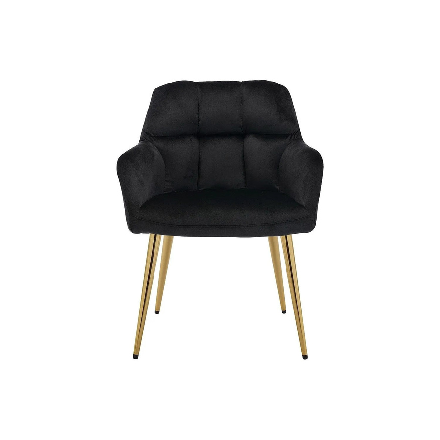 Vente-unique Stuhl Pega in Schwarz mit Samtbezug und goldfarbenen Metallbeinen, Breite: 58,5 cm - Bild 2