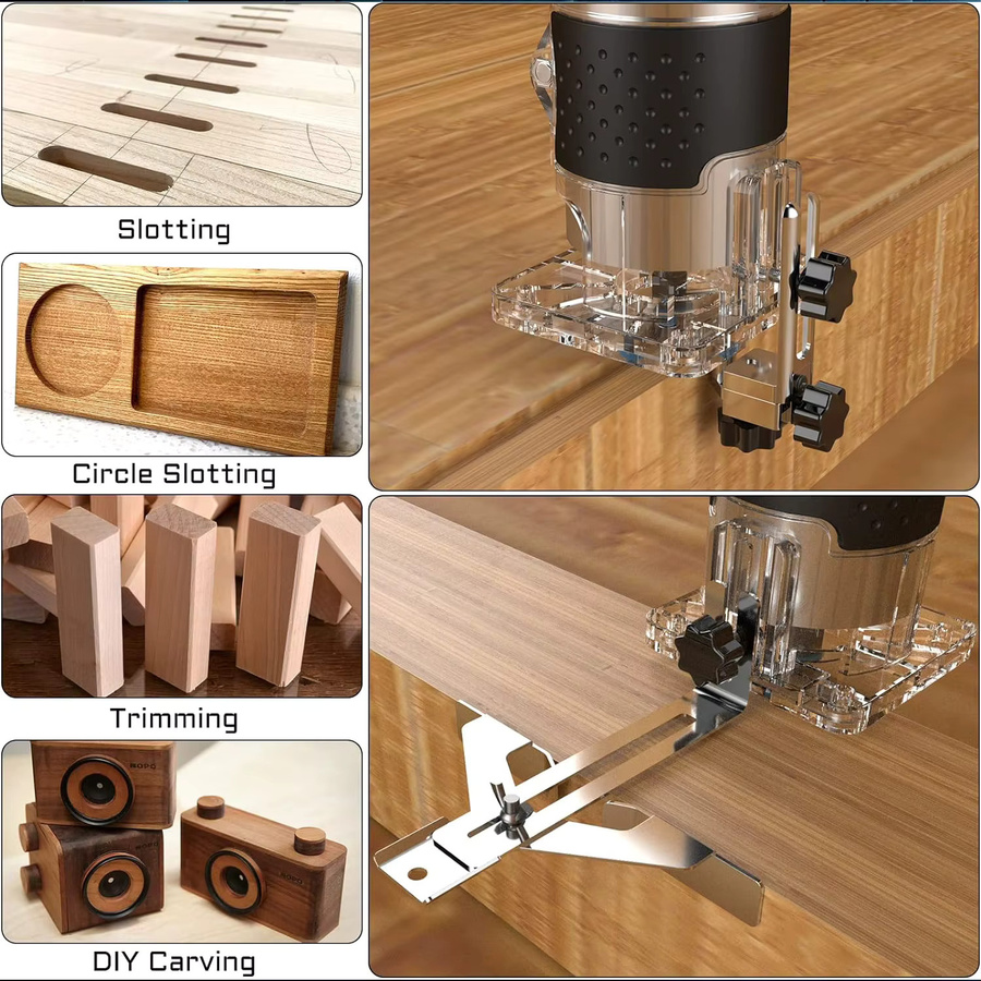 Lpnove Holzfräsmaschine Elektrotrimmer in Blau mit 800W und 30000 U/min sowie 1/4 Zoll Aufnahme - Bild 5