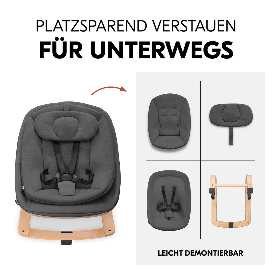 Hauck Alpha Plus 4-tlg. Newborn Set Hochstuhl mit Neugeborenenaufsatz Wippe Eco und Baby Seat in Grau - Bild 6