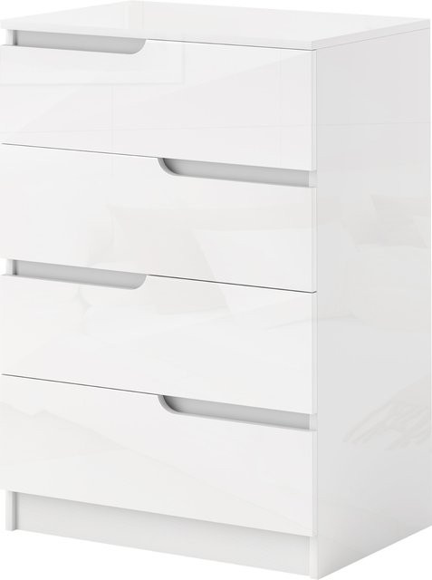 HOMCOM Kommode Beistellschrank mit 4 Schubladen in Hochglanzweiß für Wohnzimmer und Schlafzimmer, B/T/H: 60 x 40 x 85 cm - Bild 1
