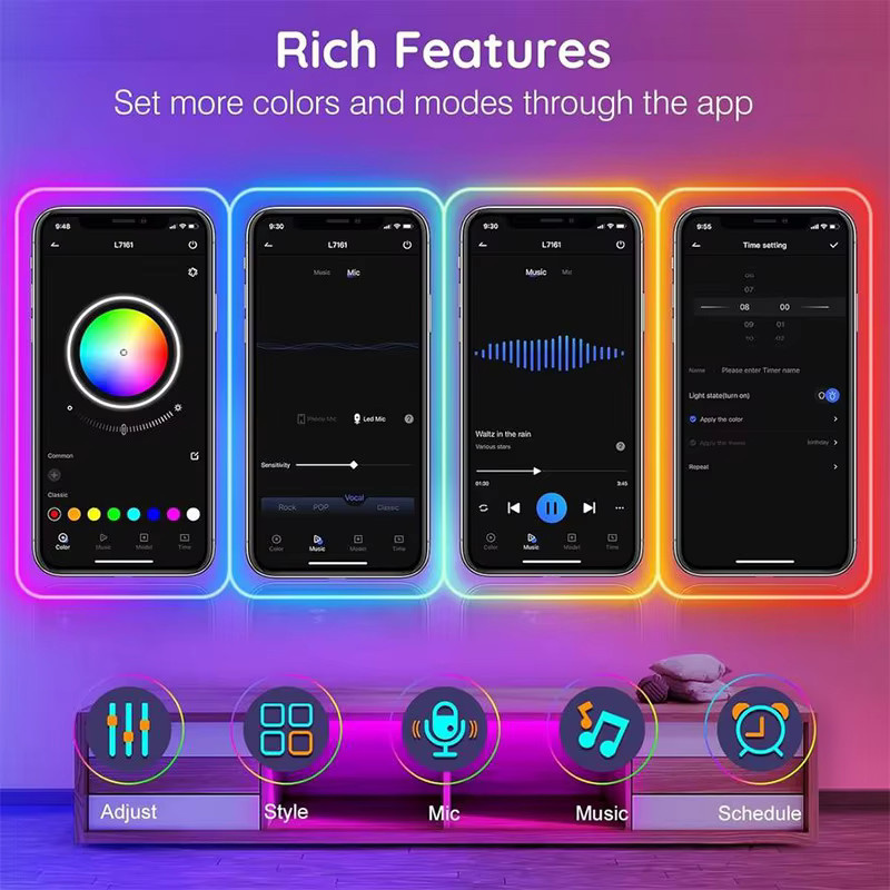 KcoiiFun RGB Neon LED-Streifen mit Bluetooth Musik-Sync, DC24V 3535 Wasserdichtes Neon-Seil-Licht für Innen- und Außendekoration mit EU-Stecker - Bild 5