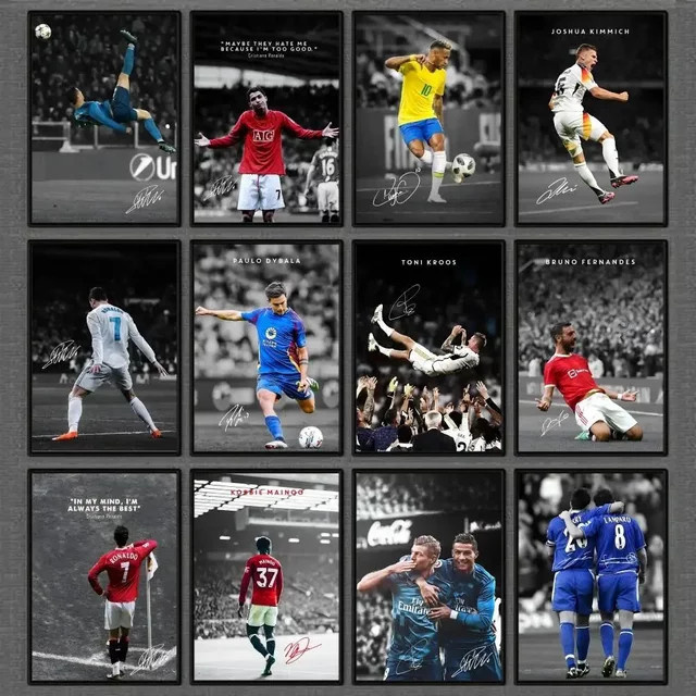 Modernes Fußball Sport Player Porträt Selbstklebendes Poster Wandbild in Mehrfarben - Bild 1