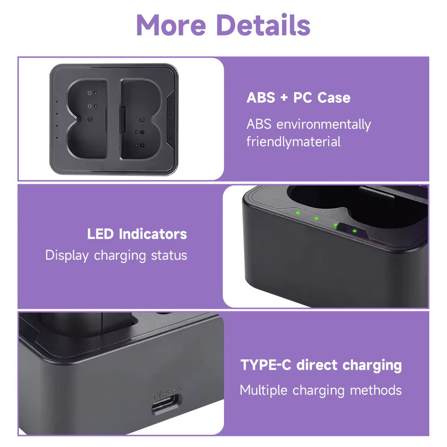 PALO Li-Ionen-Akku 7000 mAh mit Schnellladegerät für Ring Video Doorbell 4 3 Plus 3 und Spotlight Cam Solar, Schwarz - Bild 4