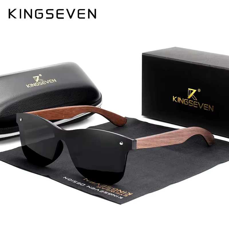 KINGSEVEN Sonnenbrille, Holz, braun, Vollrand, Herren, polarisiert - Bild 2