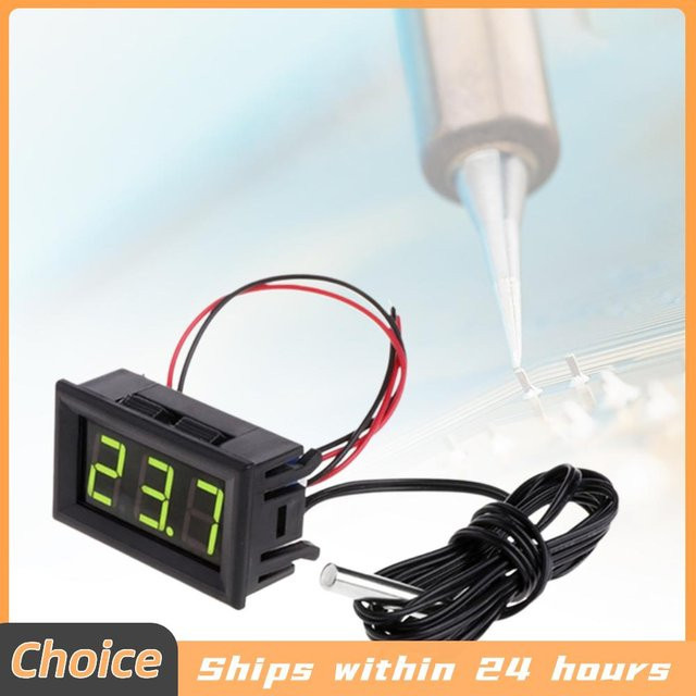 ALLOET LED Digital-Thermometer mit 0,56 Zoll Display und Temperatursensor, DC 5-12V, Schwarz oder Blau - Bild 1