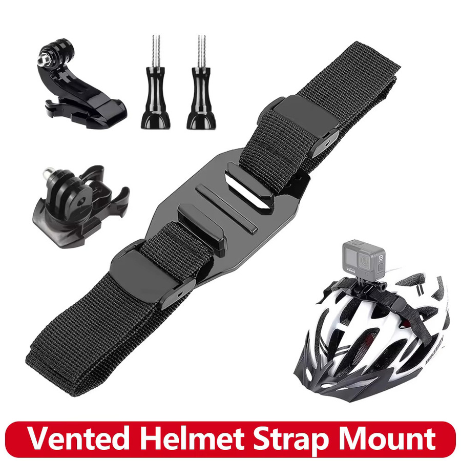 Entlüftet Helm Strap Mount Gürtel Halter in Schwarz für GoPro, Insta360, SJCAM, AKASO und DJI Osmo Action Kameras - Bild 7