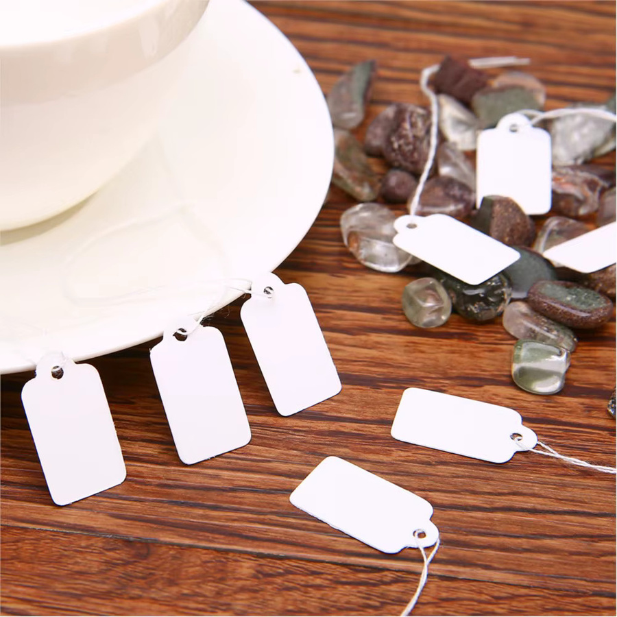 100 Stück Preisschilder mit Schnur in Weiß aus Papier für Schmuck und Kleidung - Bild 4